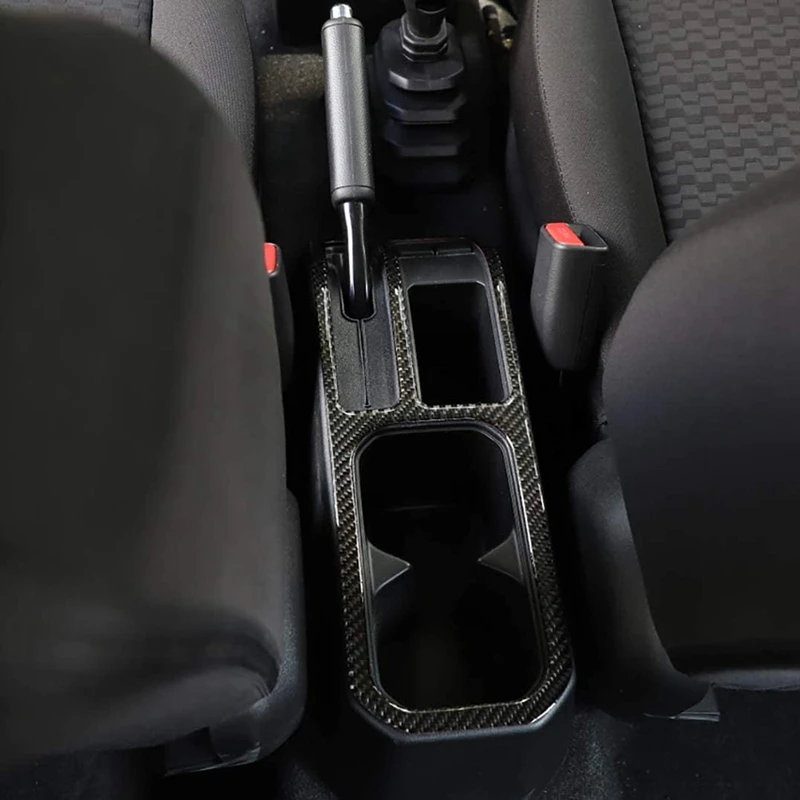

Car Console Handbrake & Water Cup Holder Trim Cover Sticker Decor for Suzuki Jimny 2019 2020 Carbon Fiber