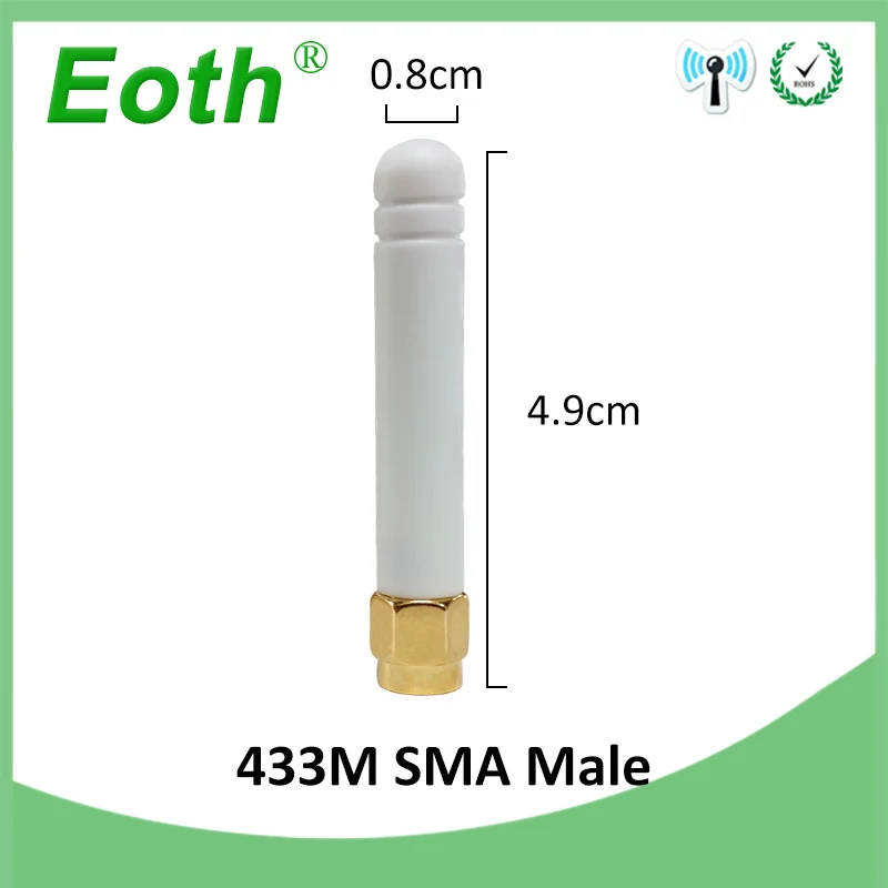 EOTH 10pcs 433mhz antenna 3dbi sma male lora antene pbx iot module lorawan signal receiver antena high gain