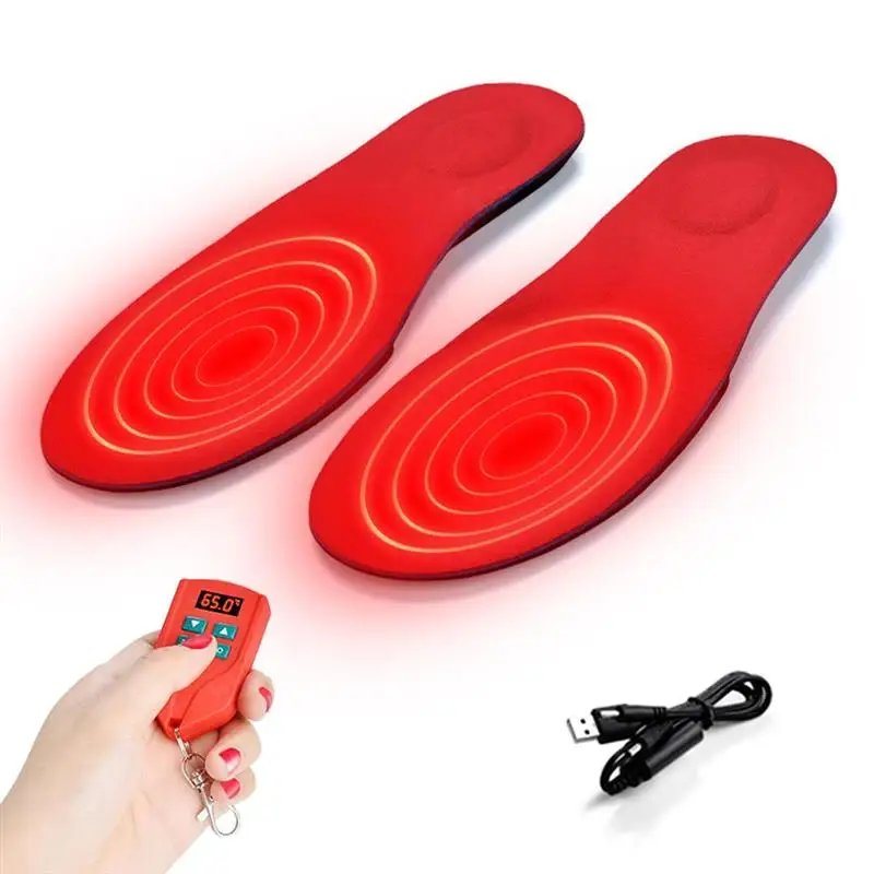 

USB Heated Insole Rechargeable Foot Warmer With Remote Control Winter Heating Insole Outdoor Sports Heated Shoe Insoles