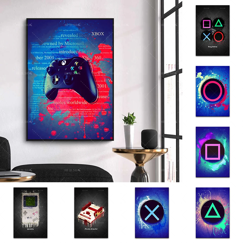 

Nintendo Switch Gaming Minimalist Art Canvas Poster Painting Boys Room Decorative Pictures Frame Gifts For Family Or Friends