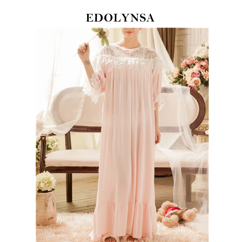 Ночная рубашка ночная милое домашнее платье длинная для сна кружевное ночное