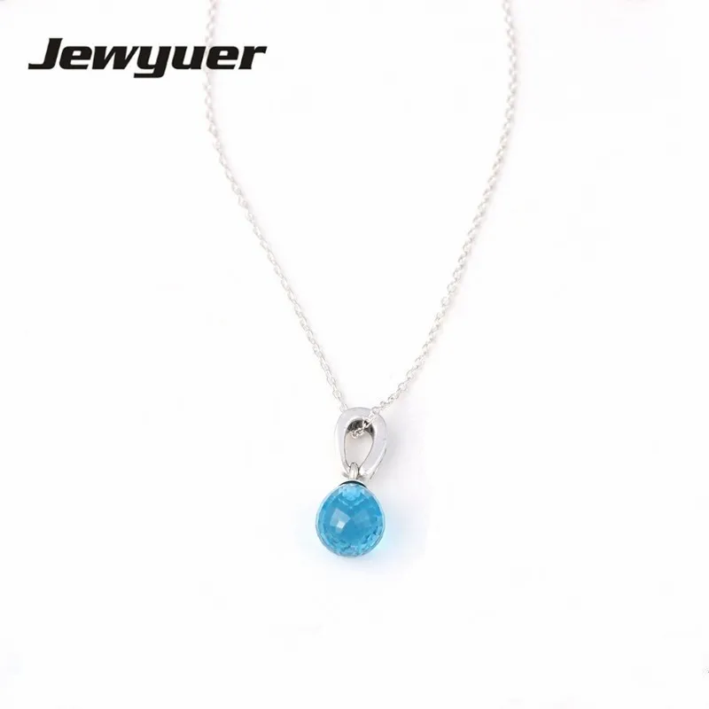 

New Autumn Silver blue floating pendant Necklaces for Women 925 Sterling Silver link chain Necklace Women Fine Jewelry NC706