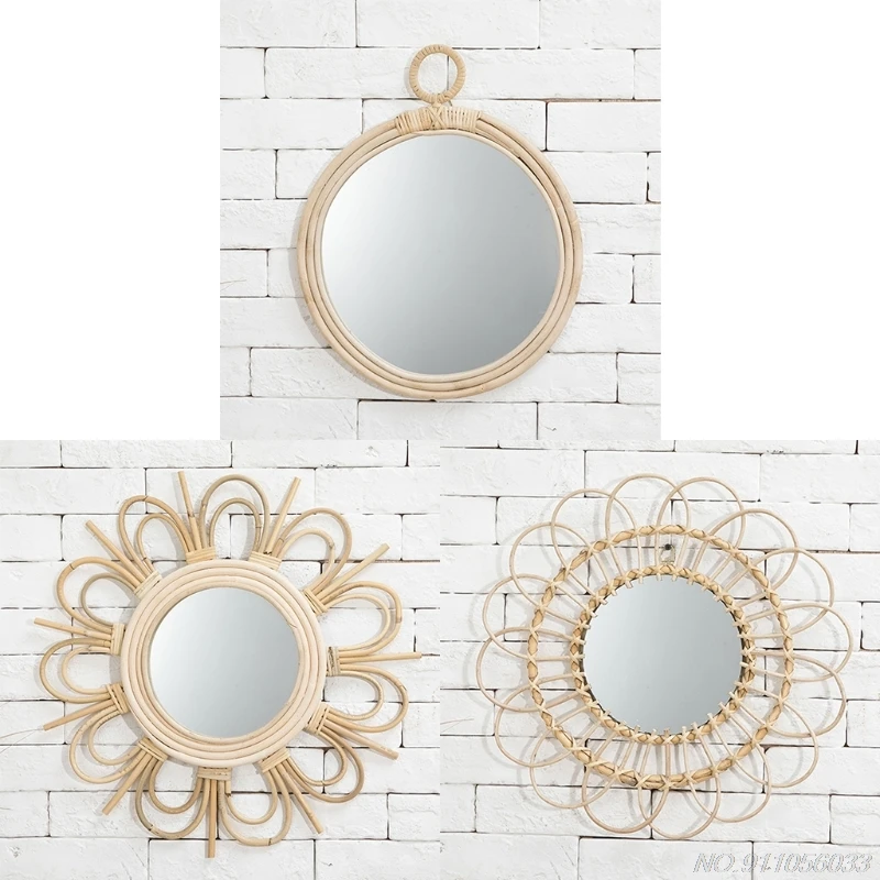 

Rattan Innovative Art Homestay Decoration Makeup Mirror Dressing Bathroom Wall Hanging Mirrors D23 20 Dropshipping