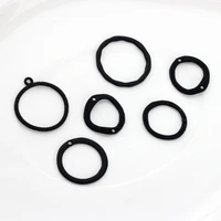 zinc alloy spray paint black rubber paint hollow round circle geometrycharms 6pcslot for diy jewelry making finding accessories