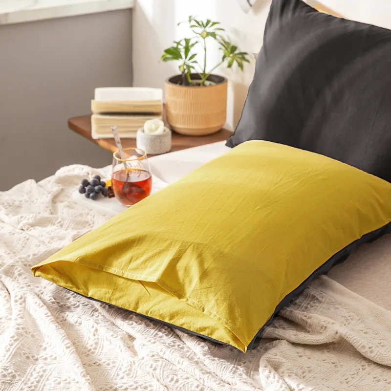 Однотонная наволочка из чистого хлопка 2 шт. двусторонний дизайн классический