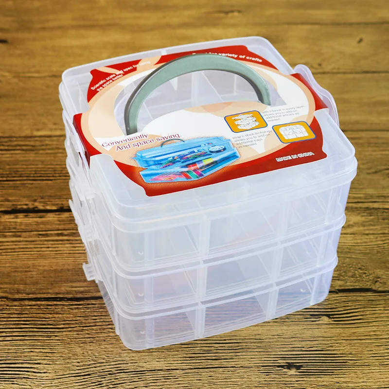 3-слойные отсеки маленькая пластиковая коробка ювелирный бисер контейнер для