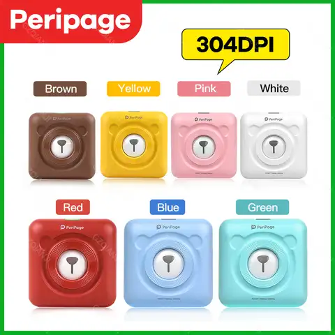 Портативный мини-фотопринтер PeriPage A6, 304 DPI, Bluetooth, карманная термопечать, USB-соединение