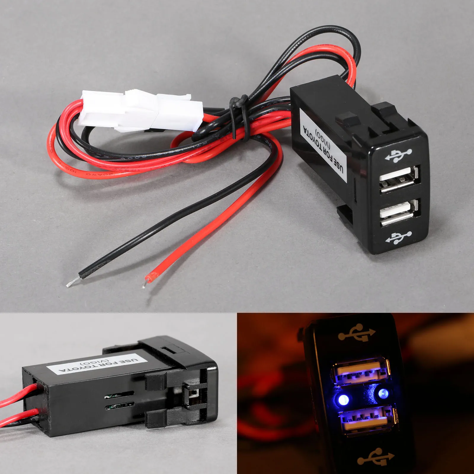 Автомобильное зарядное устройство с двумя USB портами адаптер КПК DVR аудиовход для