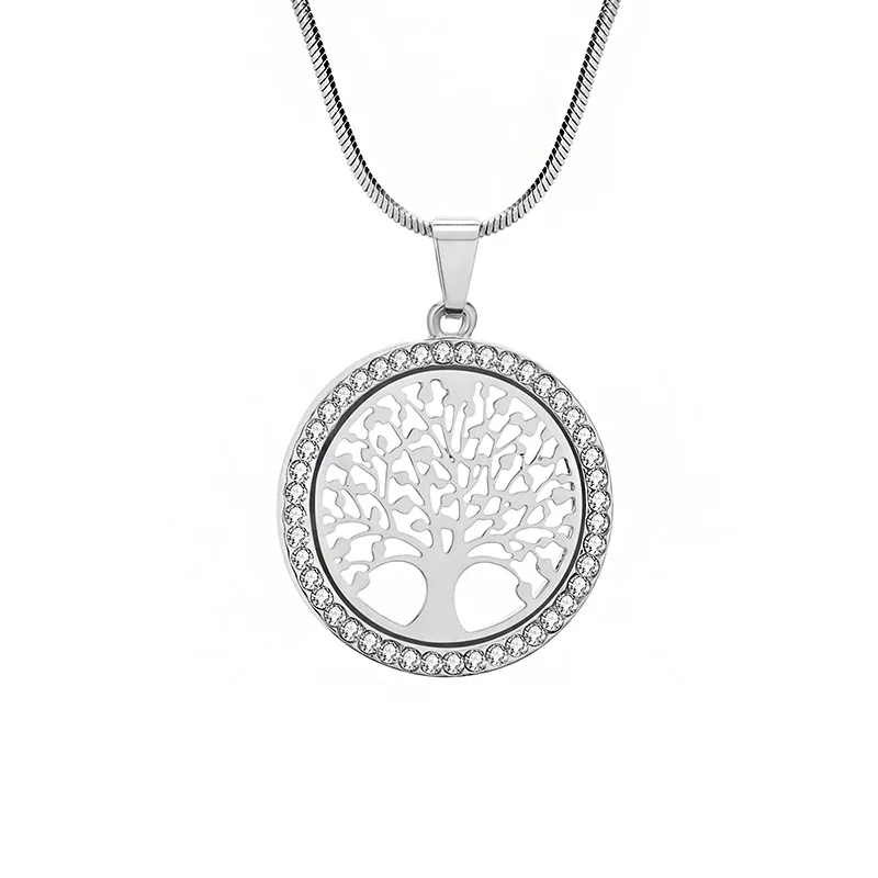 Ожерелье с подвеской в виде дерева из кристаллов золотая бижутерия серебристого