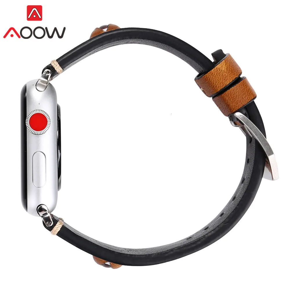 Зеленый кожаный ремешок для Apple Watch 40mm 44mm 38 мм 42 мм глаза деко запасной браслет ремешок Ремешок для iwatch 1 2 3 4
