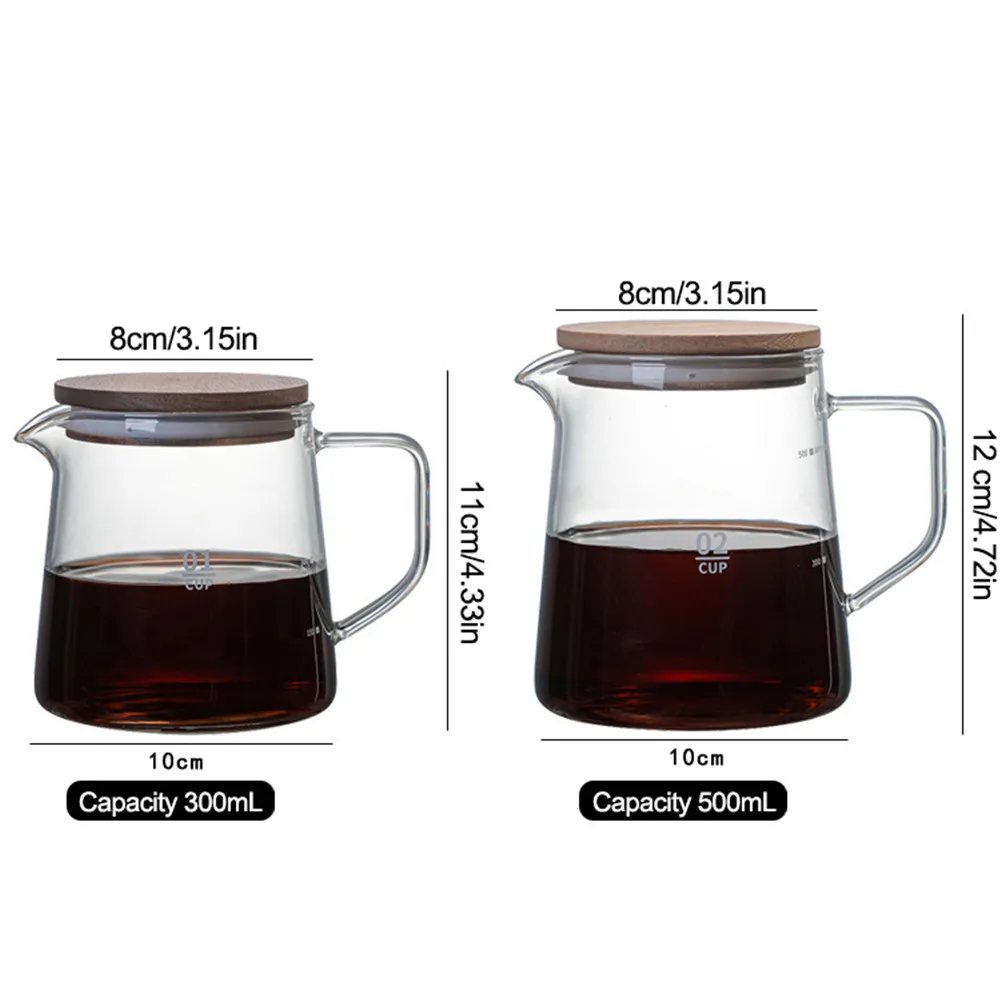 

300ml 500ml Glass Pitcher Heat-resistant Glass Pitcher With Lid Household Teapot Glass Coffee Jug For Coffee Hot Tea Supplies
