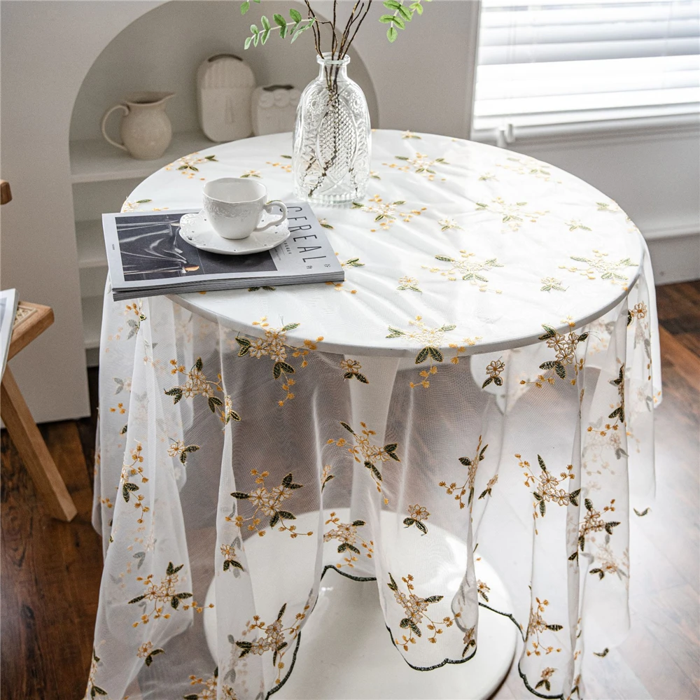 Скатерть с кружевом и вышивкой в виде желтого цветка cilved скатерть домашний декор