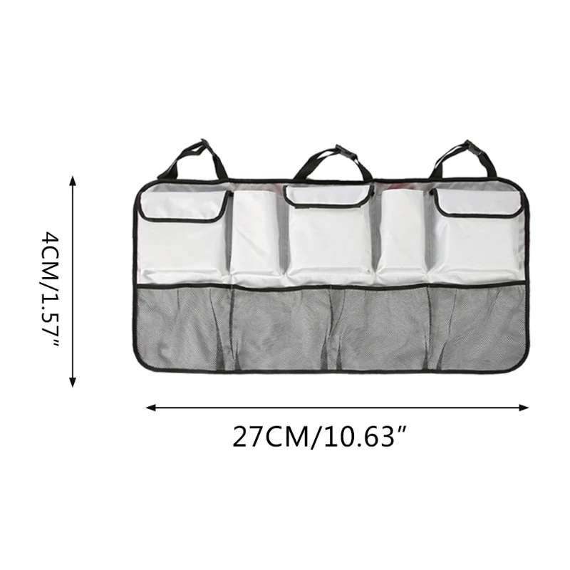 

50LD Car Back Seat Hanging Organizer with Buckle Multi Pockets Pouches Mesh Bag