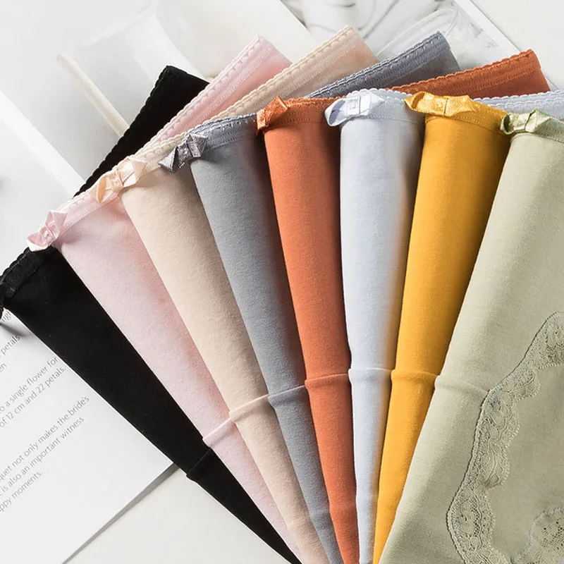 Трусики женские хлопковые оранжевые/синие/зеленые со средней посадкой M L |