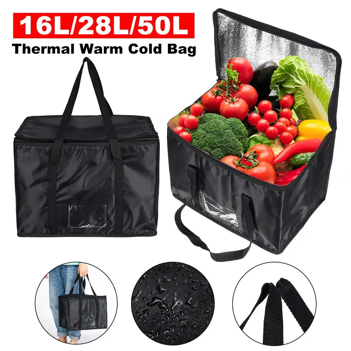 

Новая водонепроницаемая изолированная большая сумка-холодильник 16/28/50L, Сумка для кемпинга, пикника, льда, Термосумка для еды, сумка для дост...