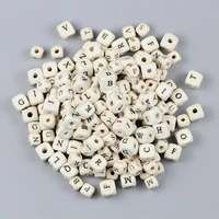 yhbzret 50pcs 810mm square wood beads mixed letter eco friendly spacer loose bead jewelry for making wooden bracelet toys diy