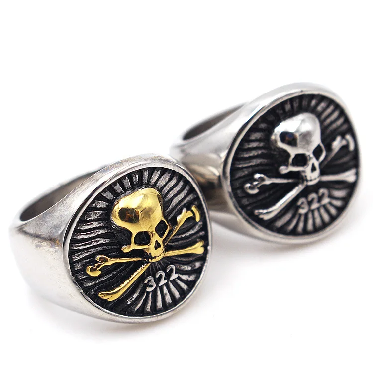

AsJerlya Ghost Rings Stainless Steel Skull Mens Biker Rocker Ring Boy Heavy Metal Gothic Punk Jewelry Size 7-14