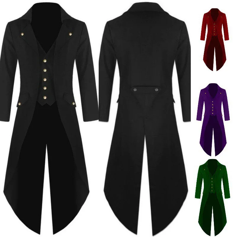 

Костюм викторианской эпохи для мужчин, модный черный женский Готический тренчкот в стиле стимпанк, пальто, униформа на Хэллоуин, карнавал, л...