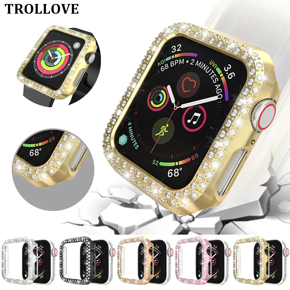 Бампер для Apple Watch Series 1 2 3 4 5 роскошный Алмазный чехол из поликарбоната Тонкий iWatch