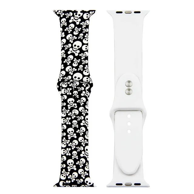 7 Ремешок с принтом для Apple watch 4 5 band 44 мм 40 мм iWatch 42 мм 38 мм силиконовый спортивный браслет ремешок Apple watch 4 3 2 1 Series 38 - Цвет ремешка: 7