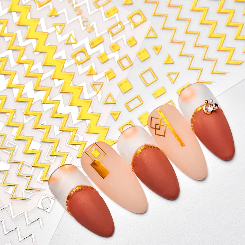 DIY кривые полосы линии фольги для ногтей стикер Золотой стикеры 3D на ногти Nail Art