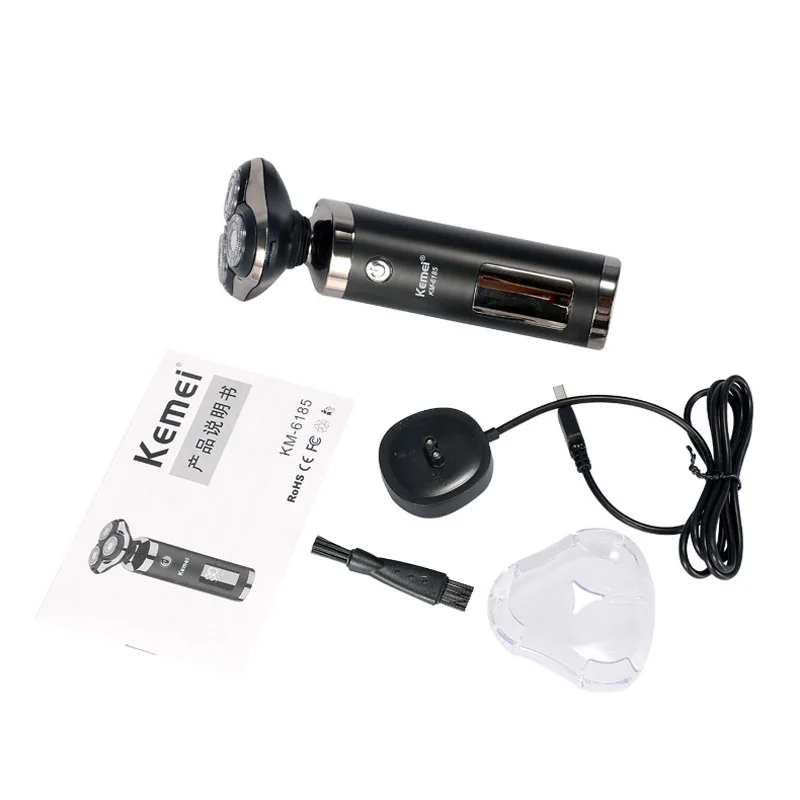 

Kemei Men Triple Blade 3D Floating Shaver Beard Razor Washable USB Rechargeable Electric Shaving Razors LCD Face Beard Trimmer