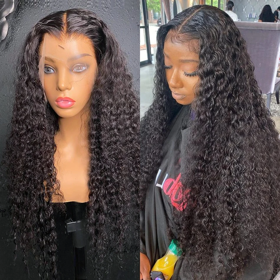 

Deep Wave Frontal Wig 30 Inch 13x4 HD Transparent Lace Wigs Pre Plucked Remy Brazilian Deep Curly Lace Front Human Hair Wigs