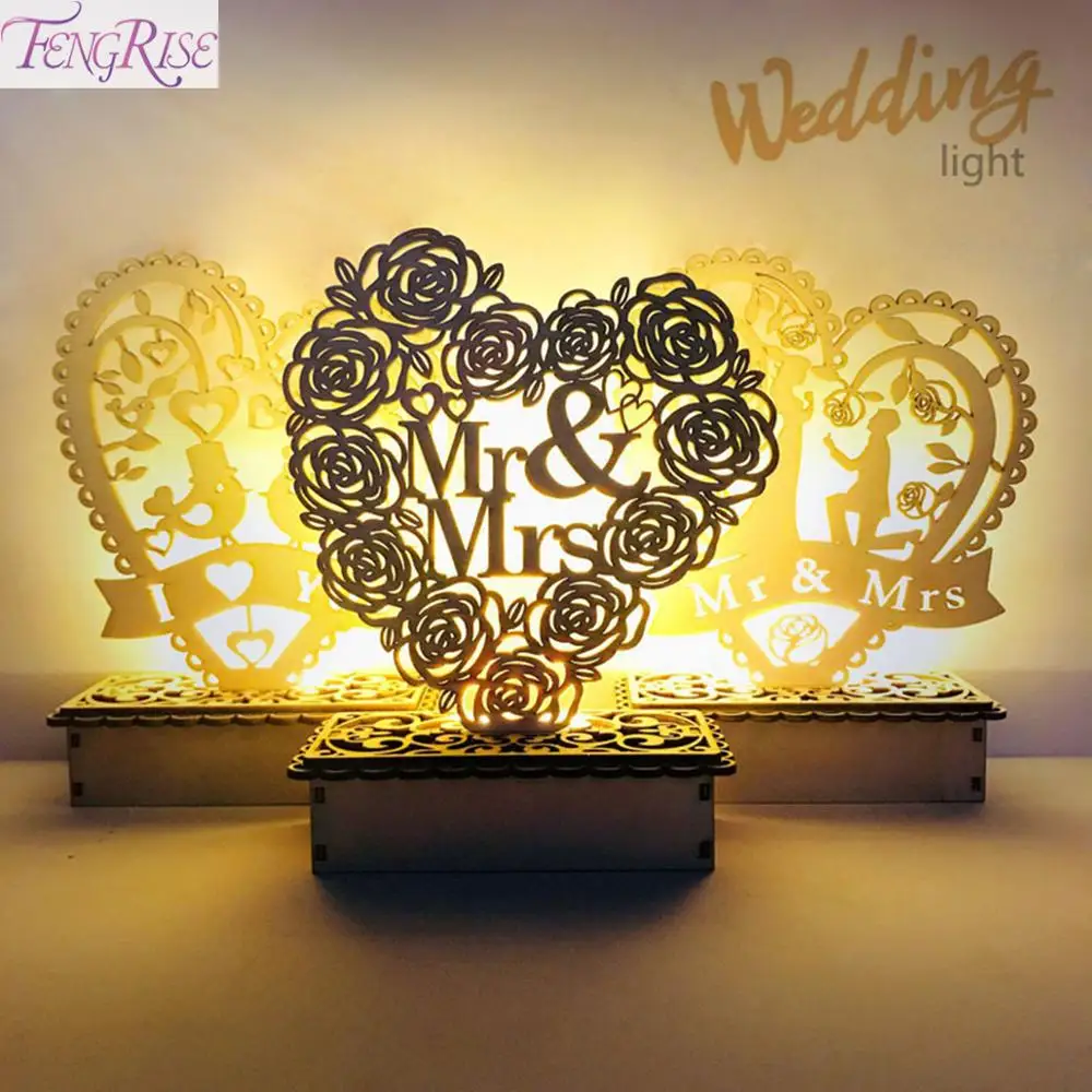 FENGRISE деревянные Свадебные украшения светильник свадебное украшение мистер и