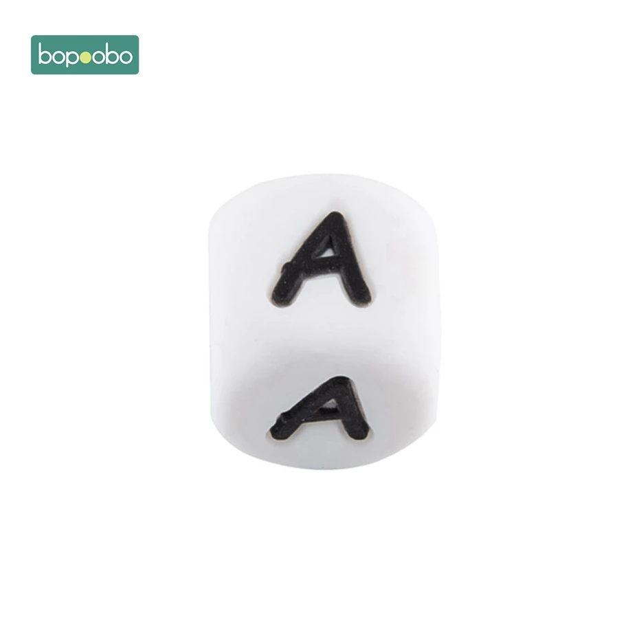 Letter A Bopobo 10 шт. силиконовые бусины с алфавитом, 12 мм, силиконовые бусины с буквами, Товары для детей, сделай сам, прорезывание зубов, Детские грызуны, подарок для новорожденного ребенка, Прорезыватель для зубов - Цвет: Letter A