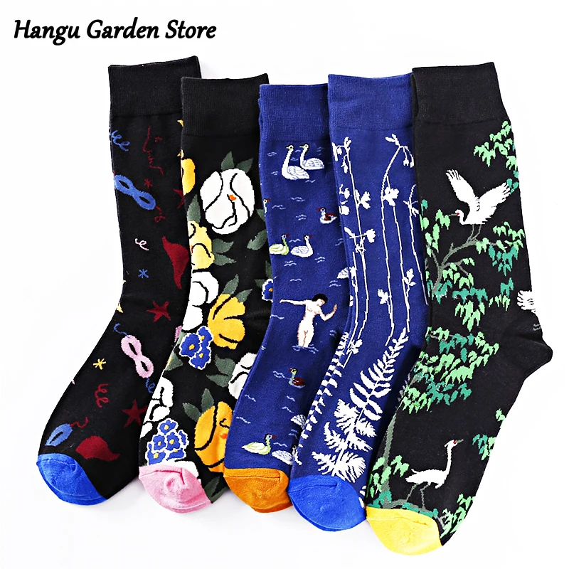 

Men Socks Cotton Funny Socks For Man's Women Novelty Casual Dressing Color Crew Socks For Restoring Ancient Ways Happy Sox