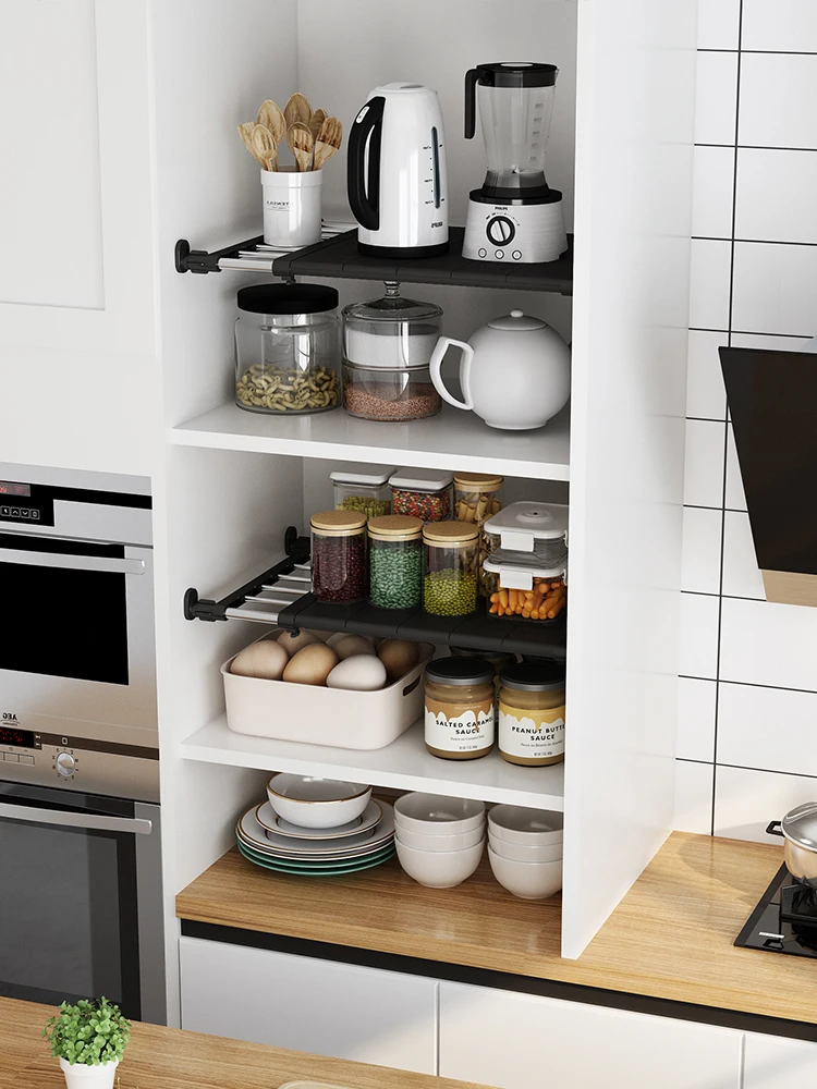 

Kitchen Sink Rack Retractable Cabinet Layered Rack Pot Rack Sundries Cookware Storage Rack