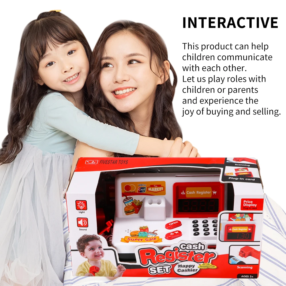 

Kids Cashier Cash Register Toy Pretend Play Role Cashier Counter Machine Toys Supermarket Calculator Checkout Counter Game