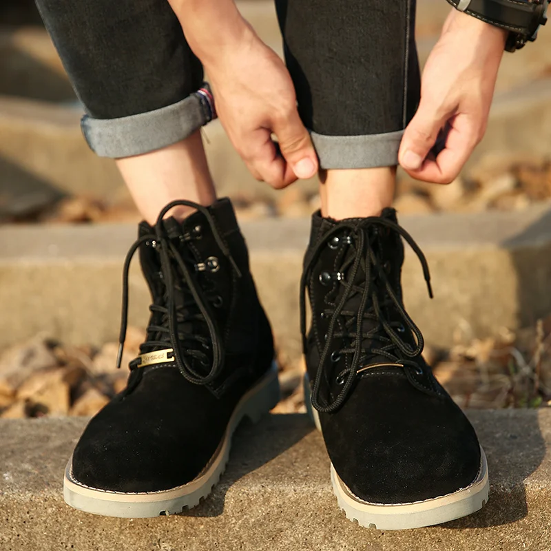 2021 Модные ботильоны Мужская обувь Повседневная замшевая Уличная из натуральной