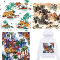 mountain patches watercolor thermal stickers on clothes fabric iron on transfers for clothing thermoadhesive patch diy applique