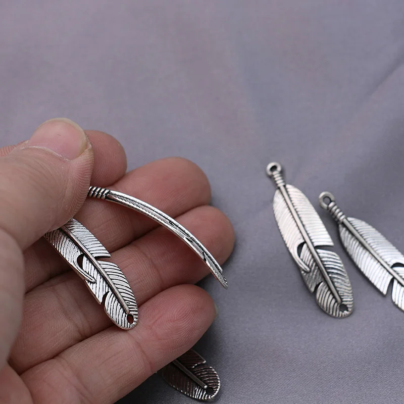 

5pcs Antique Silver Plated Feather Charm Connector for Jewelry Making Bracelet DIY Accessories Handmade Craft