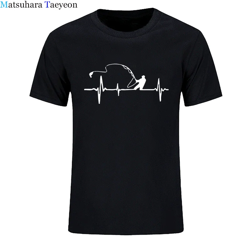 

Футболка мужская с рисунком рыбалки, забавный Повседневный Топ с рисунком сердцебиения, в стиле Харадзюку, на лето