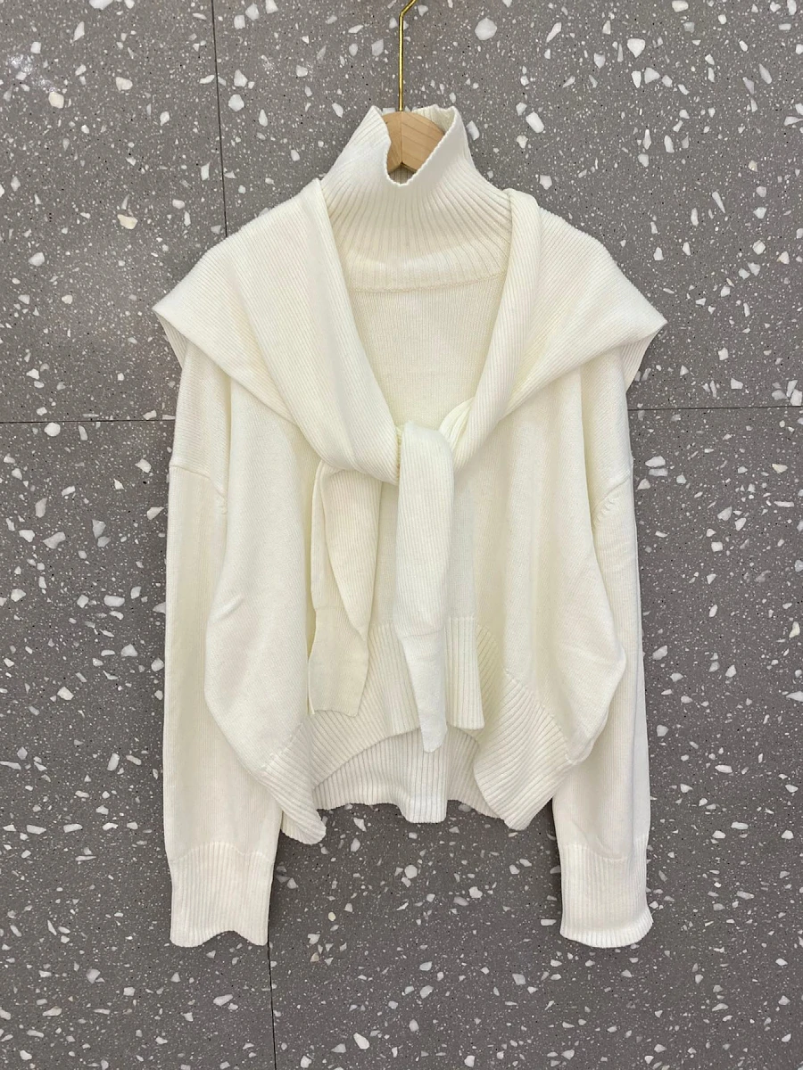 

High 2021 Autumn Quality Women 100% Wool Knitted Jumpers Female Casual Bottoming Sweater 2 Color Tutu 10.26