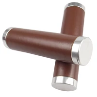 handmade sewing retro bicycle leather grips handle set fixed gear mountain bike comfortable pu material brown handlebar