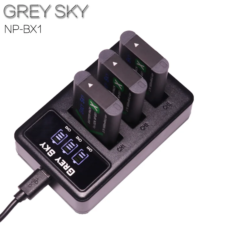 Аккумулятор np bx1 с 3 слотами зарядное устройство ЖК экраном для Sony NP BX1 IV HX300 WX300 X3000R