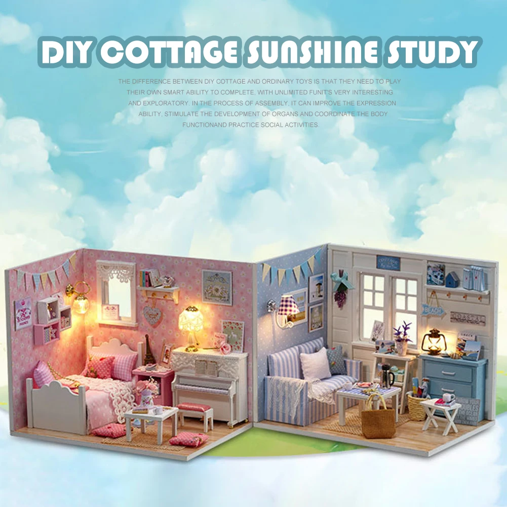 

DIY Hut Dollhouse Girl Toys Kit Princess Doll House Handmade Manual Assembling Model Furniture 3D Wooden Miniature Dollhouse Toy