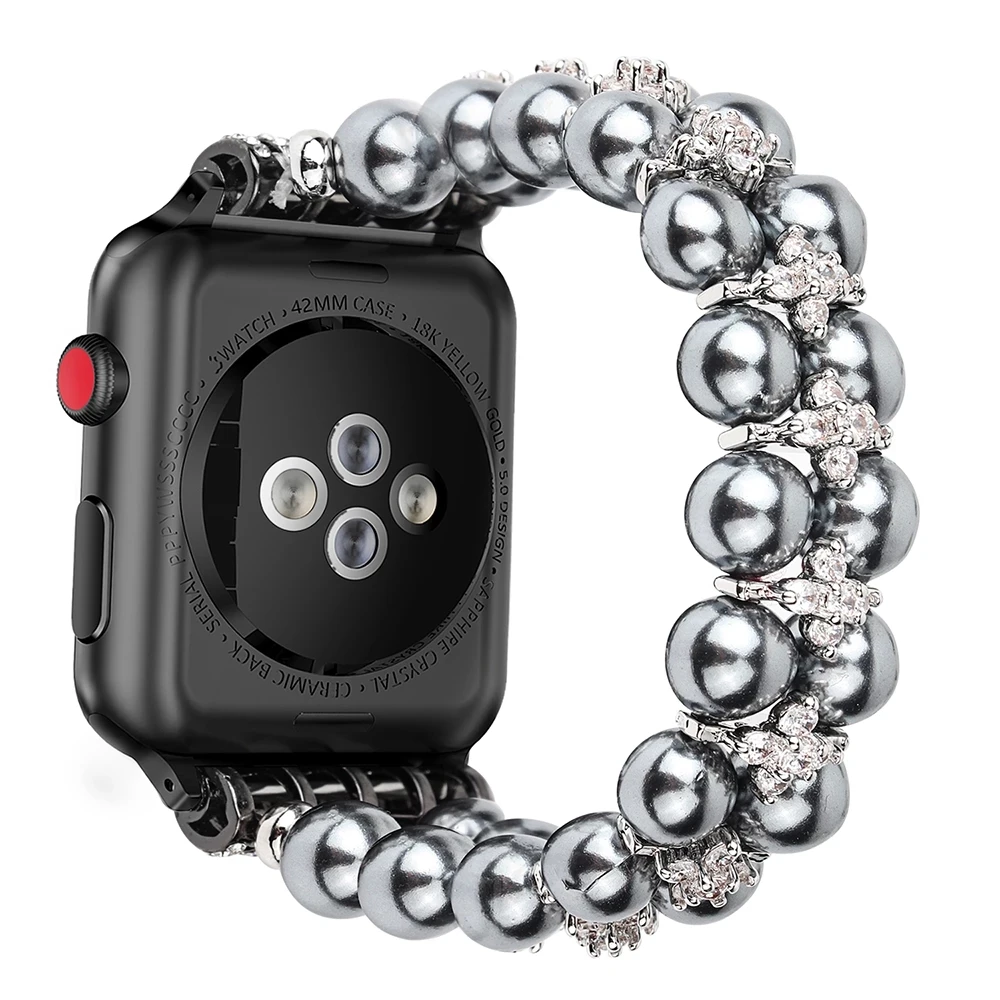 

Jewelry Bracelet for Apple Watch Band Bling Handmade Pearl Strap for iWatch Bands Correa 38 40 mm 44mm 42mm Series 5/4/3 Woman