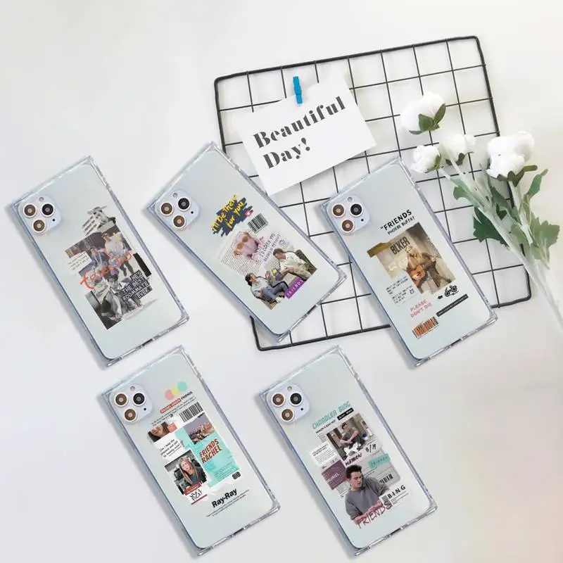 

Central Perk Friends FUNNY Phone Case For iPhone 7 8 11 12 X XS XR MINI Pro Max Plus Clear Square Transparent