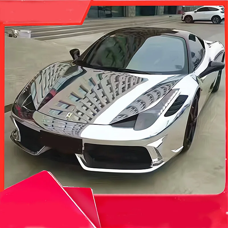 

Chrome Silver Metallic Mirror Gloss Vinyl Car Wrap Sticker Glossy Film Sheets Motorcycle Body Decals