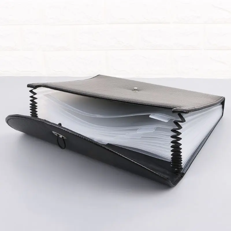 

Fashion A4 Business Bag Men Lady Leather Pouch Paper File Folders Package Messenger Bags 13 Layers