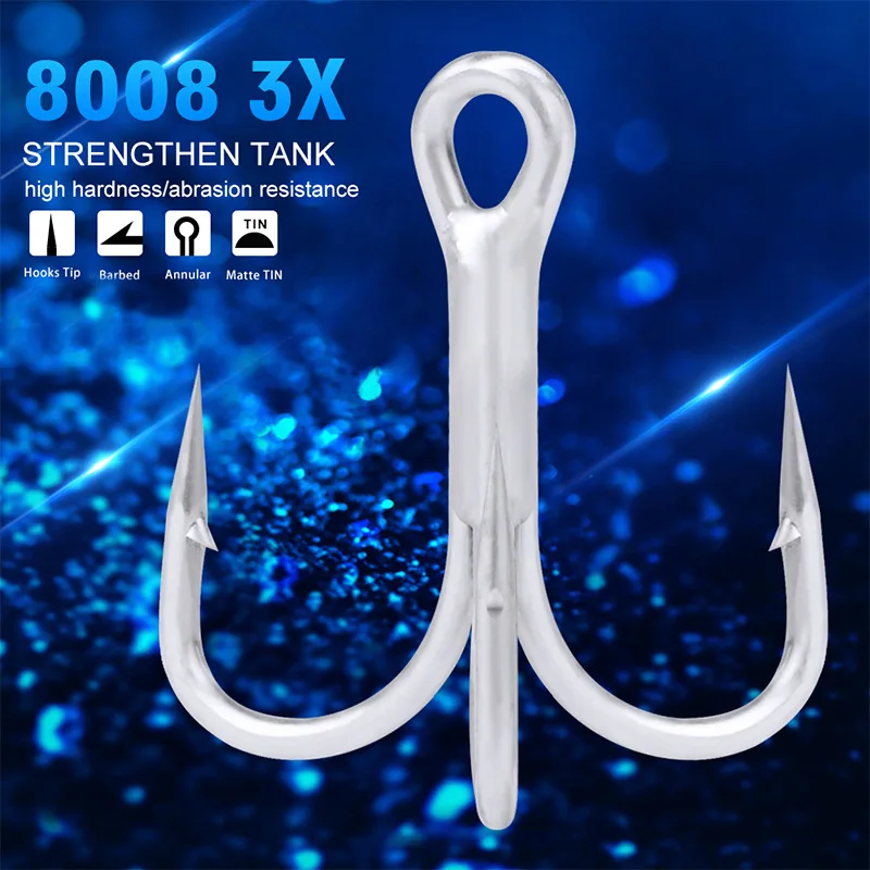 Fishing Hooks Saltwater Treble Hook With Barb Lure Fish Sea Tackle High Hardness Abrasion Resistance | Спорт и развлечения