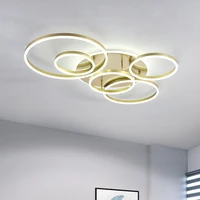 rings modern led ceiling lights fixture with remote control for living room home decoration bedroom golden coffee lamp lustres