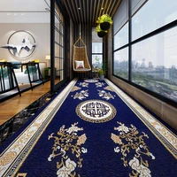 chinese traditional rug blue carpet runner for hallway home hotel luxury rug jacquard fabric woven carpet long for corridor hall
