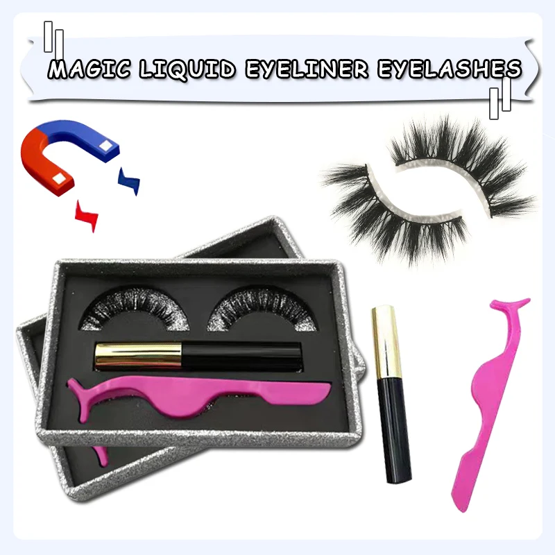

Waterproof liquid eyeliner false eyelashes, glue-free high-grade liquid eyeliner eyelashes, reusable eyelash tools and tweezers.