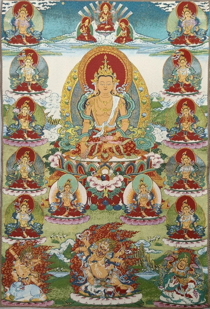 

36" Tibet Tibetan Embroidered Cloth Silk Buddhism Vajrasattva Goddess Kwan-yin Guan Yi Tangka Thangka Mural Buddha Home Decor
