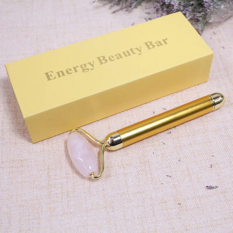 Инструмент для похудения лица натуральный розовый кристалл нефрит Золотая
